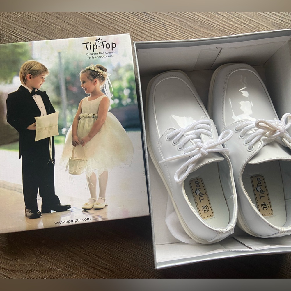 Tip Top Kids Glossy White Dress Shoes
